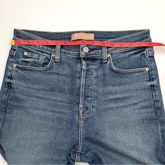 7 For All Mankind Luxe Vintage Sequin Cuff Cropped Boyfriend Jeans Size 30 - Picture 10 of 11